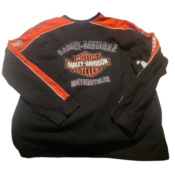 Harley-Davidson Men's Black and Orange Long Sleeve Tee - Picture 3 of 4